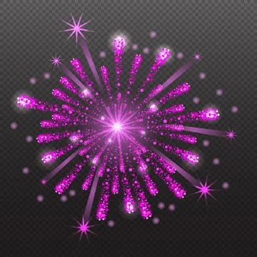 Set Festive Firework Salute Burst on Transparent Background vector illustrati Stock Illustration