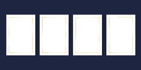 Set of festive frames with gold outline and star Ilustração Stock