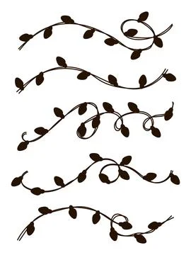 Set of festive garland on cable in flat style. Stencil, silhouette. Decorat.. Stock Illustration