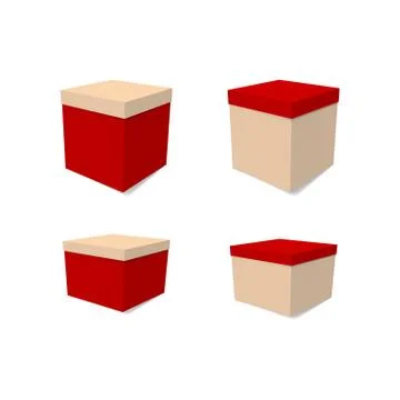 A set of festive gift boxes for Christmas. Red white collection. Stock Illustration