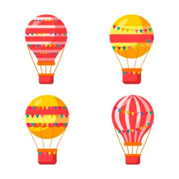 Set of festive multi-colored big flying balls. Vector illustration Stock Illustration