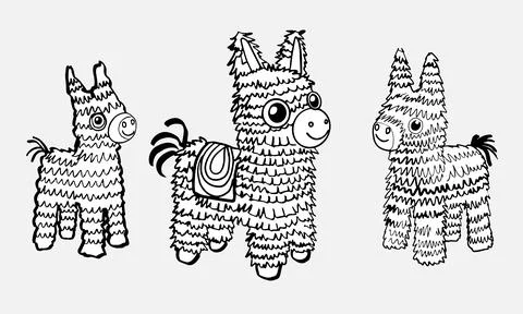 A set of festive pinatas. Cute vector Image for Birthdays Stock Illustration