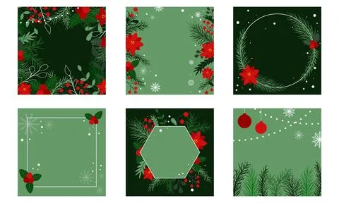 Set of festive winter square templates with copy space Stock Illustration