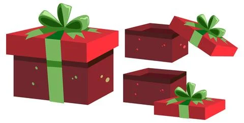 Set of Festive Xmas Gift Boxes Stock Illustration