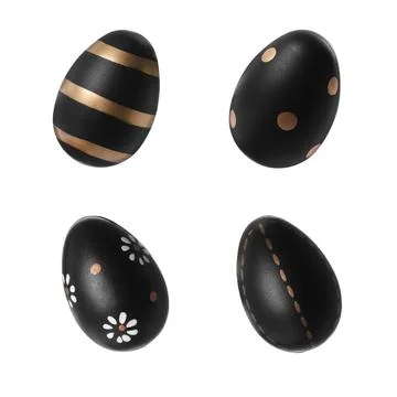 Set of festively decorated Easter eggs on white background Stock Photos