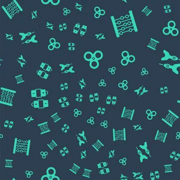 Set Fidget spinner, Abacus, Battery and Dart arrow on seamless pattern. Vector Stock Illustration