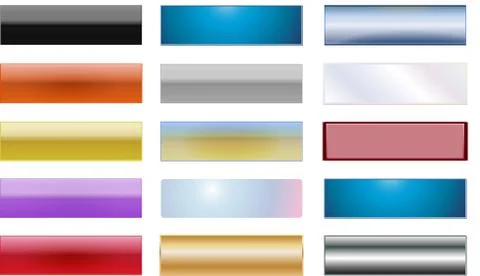 A Set of Fifteen Rectangular Blank Web Buttons 库存插图