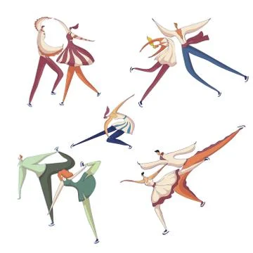 Set of figure skating elements. Vector illustration on white background. Stockillustratie