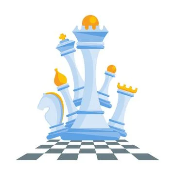 Set of figures for chess. King, queen and rook, bishops, knights Illustrazione stock