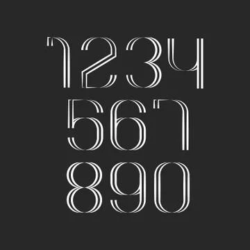 A set of figures in monogram style, the 1, 2, 3, 4, 5, 6, 7, 8, 9, 0 number o Stock Illustration