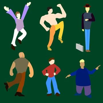 Set with figures of posing people set of vector silhouettes Illustrazione stock