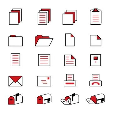 Set of File and Folder Icons Vector  Stock Illustration