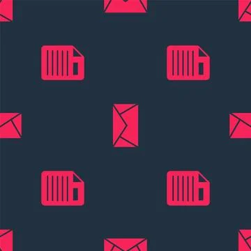 Set File document and Mail and e-mail on seamless pattern. Vector Stock Illustration