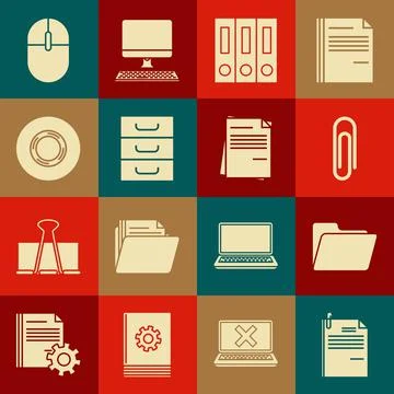 Set File document and paper clip, Document folder, Paper, Office folders with 스톡 일러스트