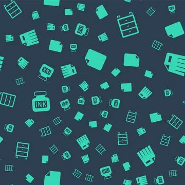 Set File document, Archive papers drawer, Inkwell and Paper shredder on seamless Stock Illustration