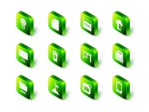 Set File document, Calendar, Cloud database, Paper shredder, Mobile phone Illustrazione stock