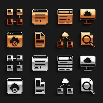 Set File document, Cloud technology data transfer, Search concept with folder Stock Illustration