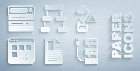 Set File document, Cloud technology data transfer, Loading window, Server Stock Illustration