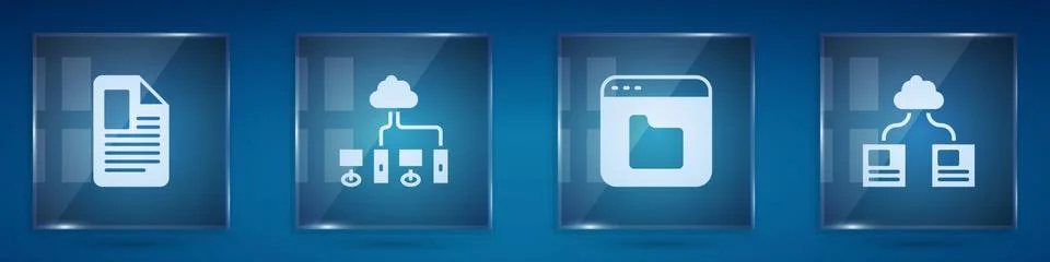 Set File document, Computer network, Browser files and Cloud technology data Illustrazione stock