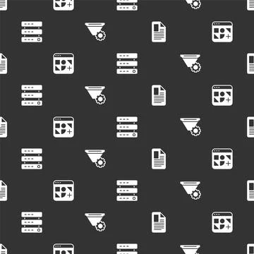 Set File document, Different files, Server, Data, Web Hosting and Filter setting Stock Illustration