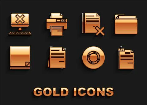 Set File document, Document folder, and binder clip, Scotch, Delete file 스톡 일러스트