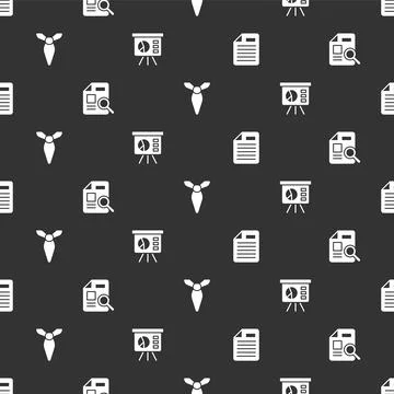 Set File document, Document with graph chart, Tie and Board on seamless pattern Illustrazione stock