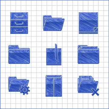 Set File document, Envelope, Delete folder, Document, Folder settings with .. Stock Illustration