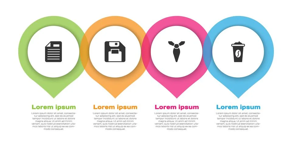 Set File document, Floppy disk, Tie and Coffee cup to go. Business infograp.. イラスト素材