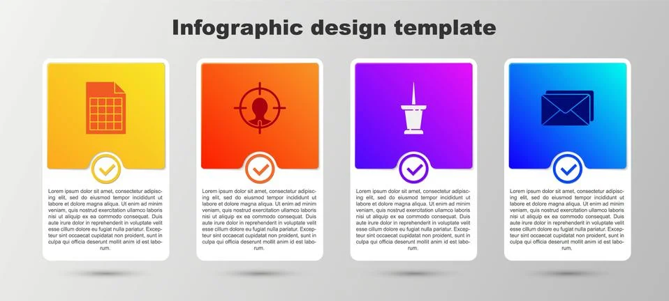 Set File document, Head hunting concept, Push pin and Envelope. Business Illustrazione stock