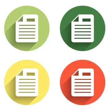 Set File document icon isolated with long shadow background. Checklist icon.. Stock Illustration