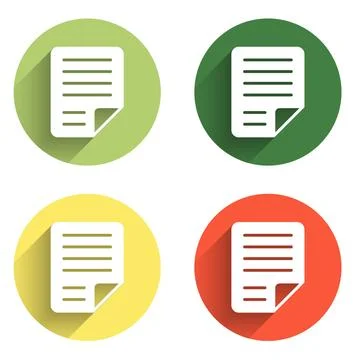 Set File document icon isolated with long shadow background. Checklist icon.. 库存插图