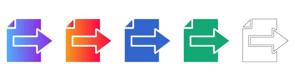 Set of File Export and Document Transfer Icons Ilustração Stock