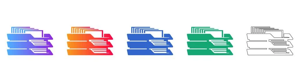 Set of File Folder Icons for Data Organization Illustrazione stock
