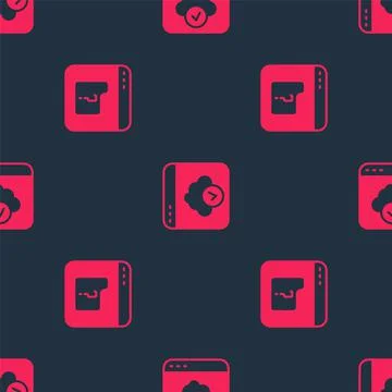 Set File missing and Cloud technology data transfer on seamless pattern. Vect Stock Illustration