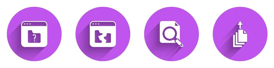 Set File missing, Broken file, Search concept with folder and Data export icon Stock Illustration