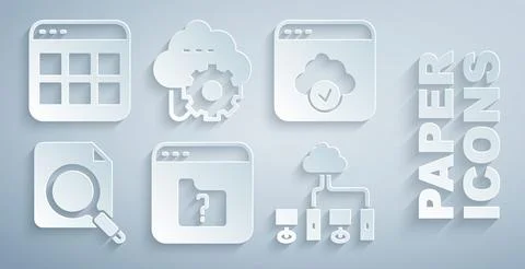 Set File missing, Cloud technology data transfer, Search concept with folder Stock Illustration