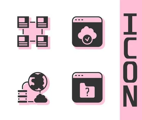 Set File missing, Hierarchy organogram chart, Network cloud connection and Cloud Illustrazione stock