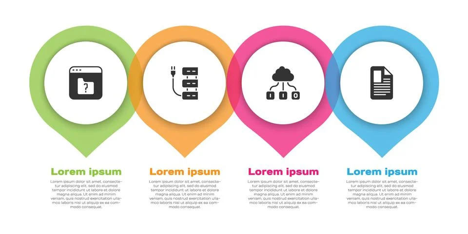 Set File missing, Server, Cloud technology data transfer and document. Business Stock Illustration