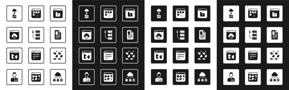 Set File missing, Server, Cloud technology data transfer, document, Loading Illustrazione stock
