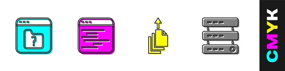 Set File missing, Software, Data export and Server, Data, Web Hosting icon Stock Illustration