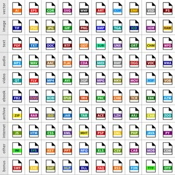 Set file types icons in flat style Stock-Illustration