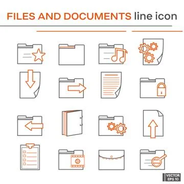 Set, files and document icons. Stock Illustration
