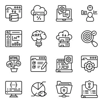 Set of Files Linear Icons Ilustración de archivo