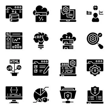 Set of Files Solid Icons Ilustración de archivo