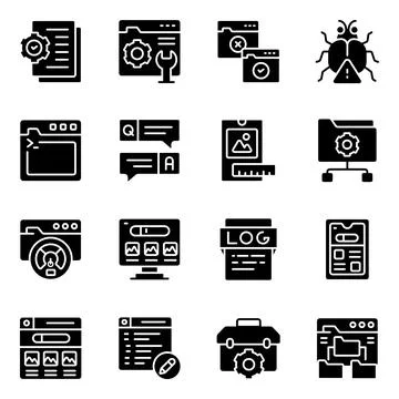 Set of Files Solid Icons Ilustración de archivo