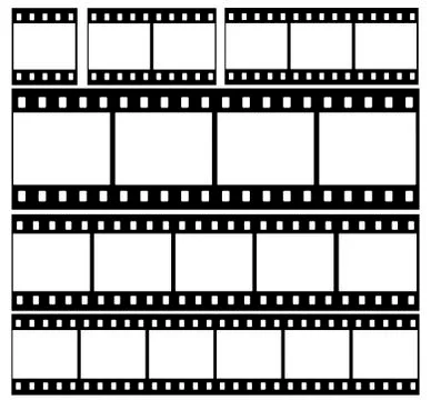 Set of film strip icons in isolate on a black background. Vector illustration. Stock Illustration