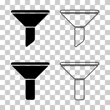 Set of filter button web shape icon, filtering symbol, funnel sign vector ill 스톡 일러스트