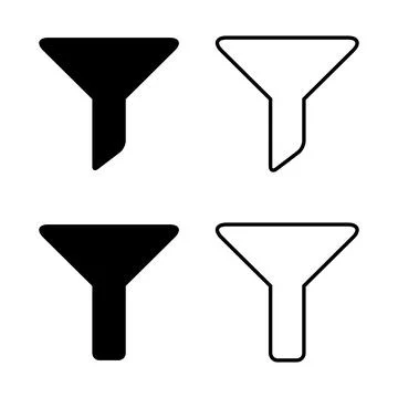 Set of filter button web shape icon, filtering symbol, funnel sign vector ill Illustrazione stock