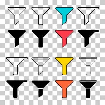 Set of filter button web shape icon, filtering symbol, funnel sign vector ill Illustrazione stock