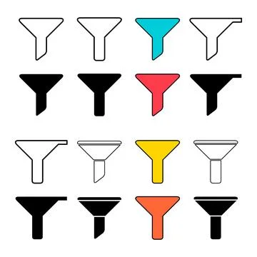 Set of filter button web shape icon, filtering symbol, funnel sign vector ill Illustrazione stock